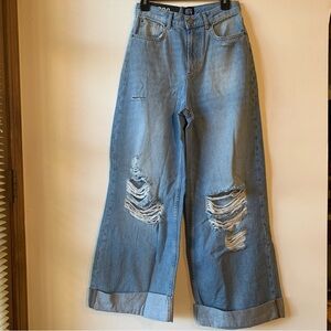 BDG Light Blue Distressed Wide Leg Jeans